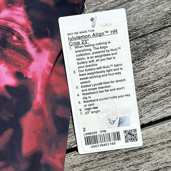 Lululemon Align‎ High-Rise Crop 23" size 2 NWT Intensity Pink Blossom leggings - Picture 3 of 5